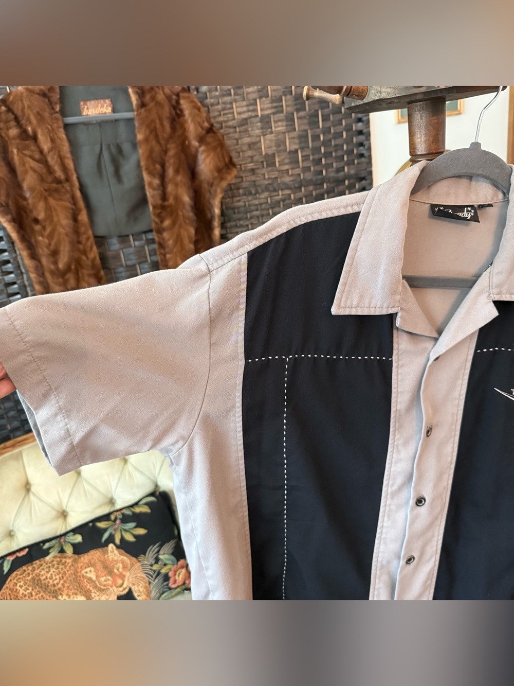 Vintage Steady Cadillac Bowling Rockabilly Button Front Shirt Size Men's Large - Picture 3 of 9